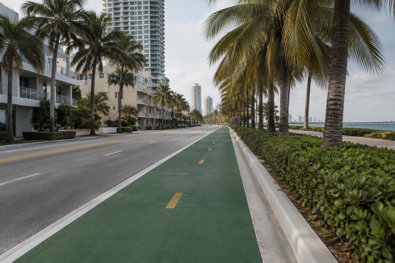 A Miami bike lane illustrating the setting of a bicycle accident claim