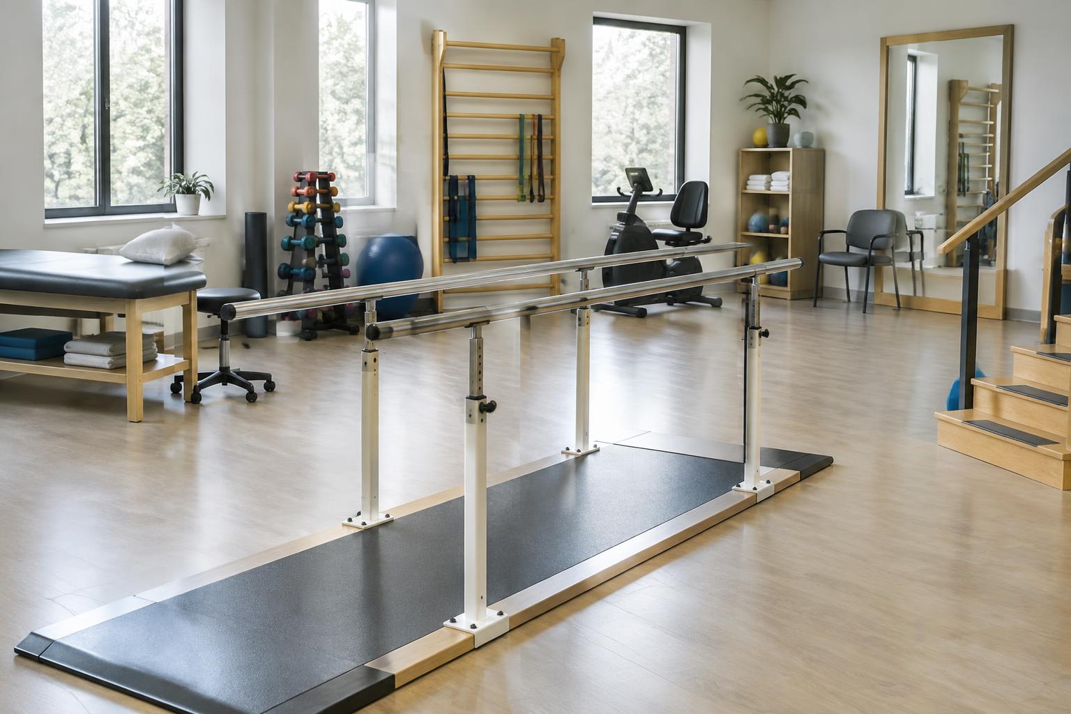 Physical rehabilitation therapy room representing recovery after a catastrophic injury