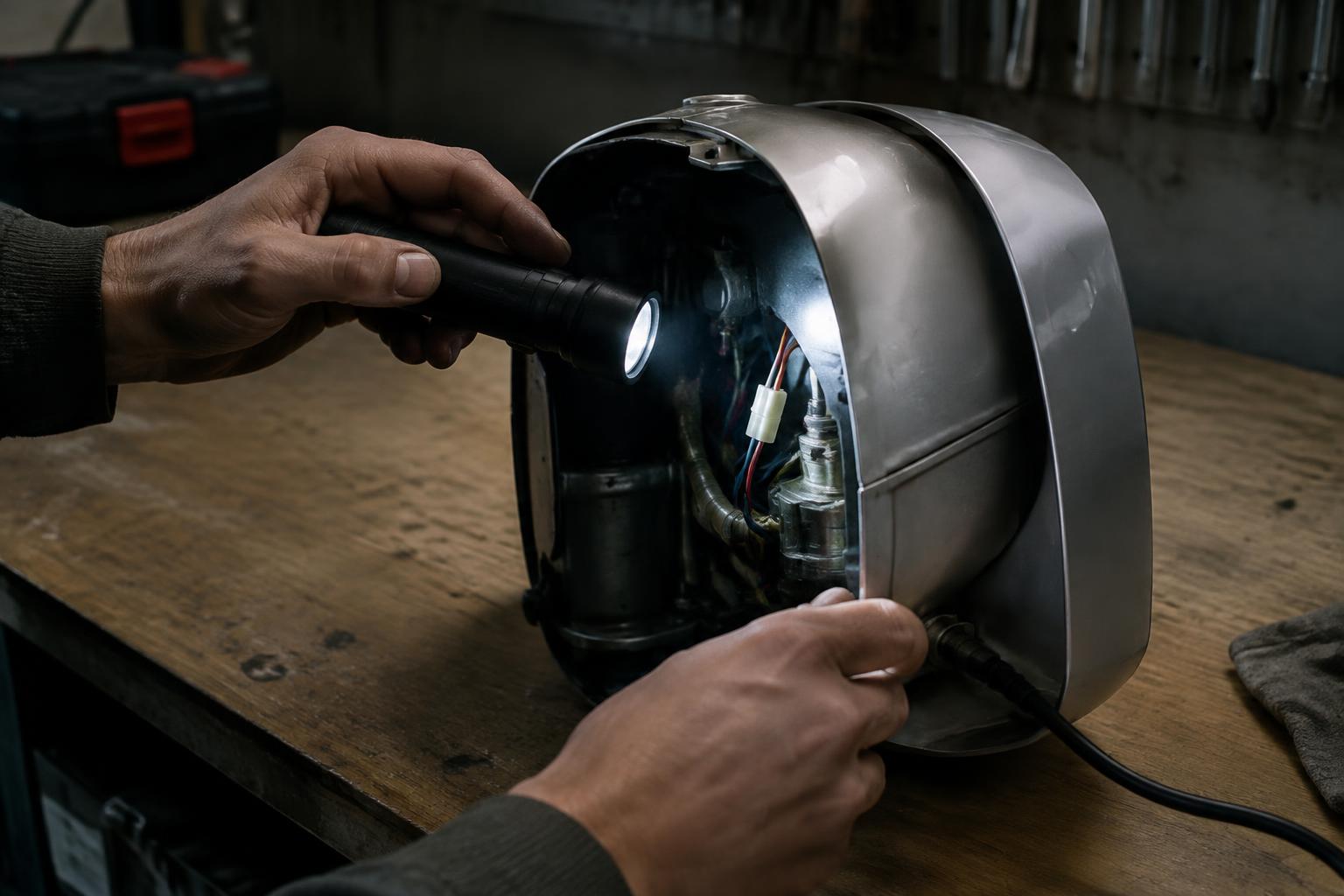 Close-up of a household appliance being inspected after a product recall related to a defective product claim