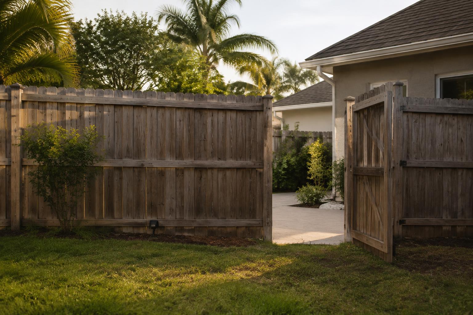 Residential backyard fence in Florida representing the setting of a dog bite injury claim