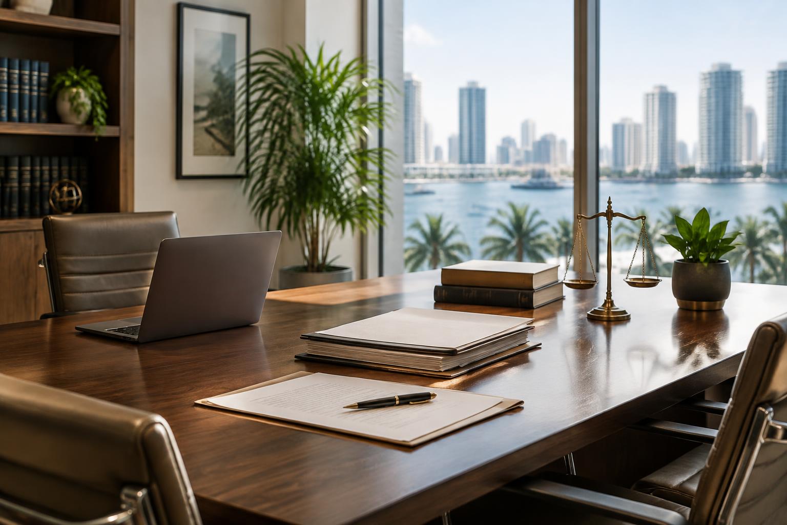 A Miami law office setting where clients discuss practice areas during a consultation