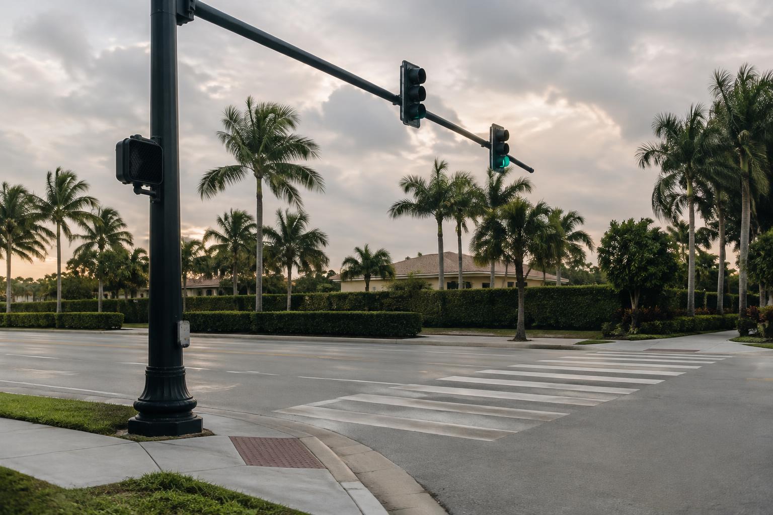 Traffic signal at an intersection relevant to a T-bone accident right-of-way investigation